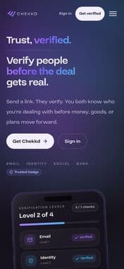 Chekkd homepage on a phone