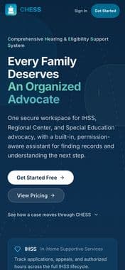CHESS homepage on a phone